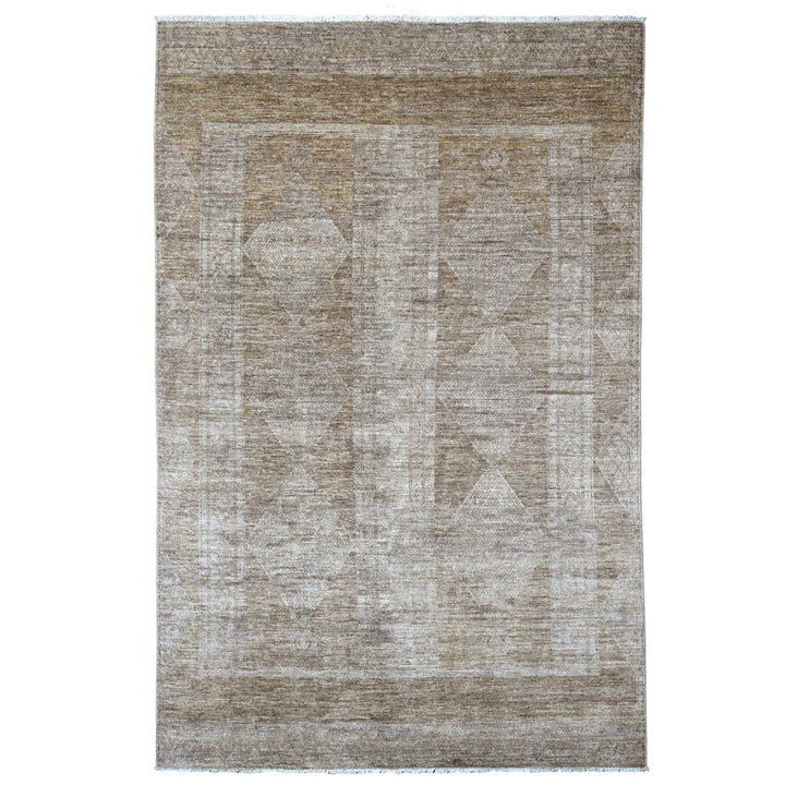 5'7" x 8'10" New Hand Knotted Brown Wool Rectangle Oriental Rug - MOA10220849