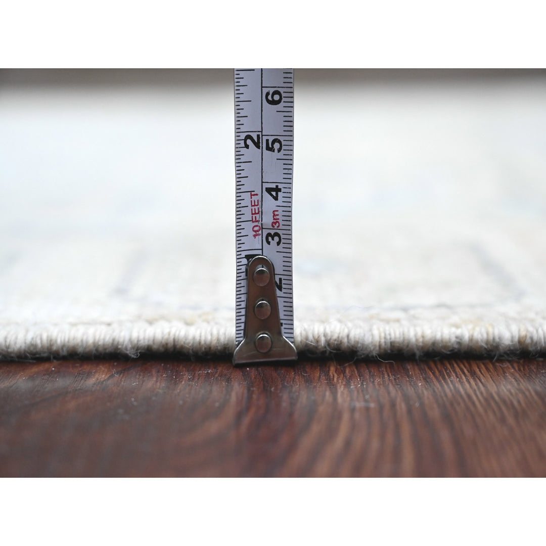 3'3" x 10'0" New Hand Knotted Ivory Wool Runner Oriental Rug - MOA10220860