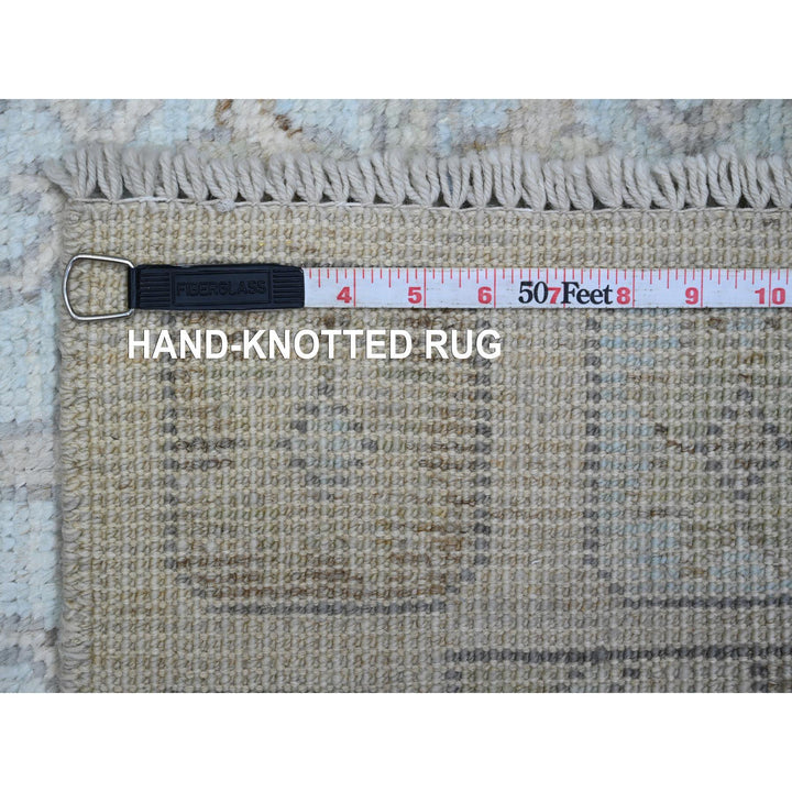 3'3" x 10'0" New Hand Knotted Ivory Wool Runner Oriental Rug - MOA10220860