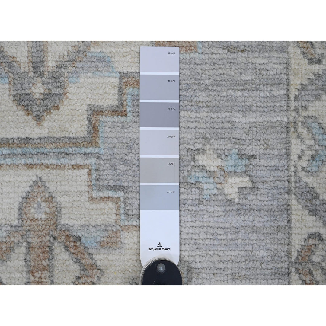 2'8" x 10'7" New Hand Knotted Grey Wool Runner Oriental Rug - MOA10220861