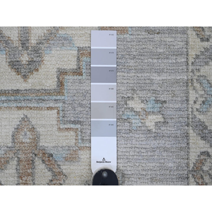 2'8" x 10'7" New Hand Knotted Grey Wool Runner Oriental Rug - MOA10220861