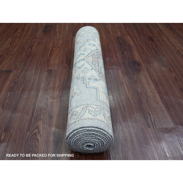 2'8" x 10'7" New Hand Knotted Grey Wool Runner Oriental Rug - MOA10220861