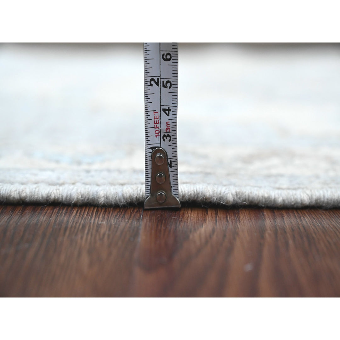 2'8" x 10'7" New Hand Knotted Grey Wool Runner Oriental Rug - MOA10220861