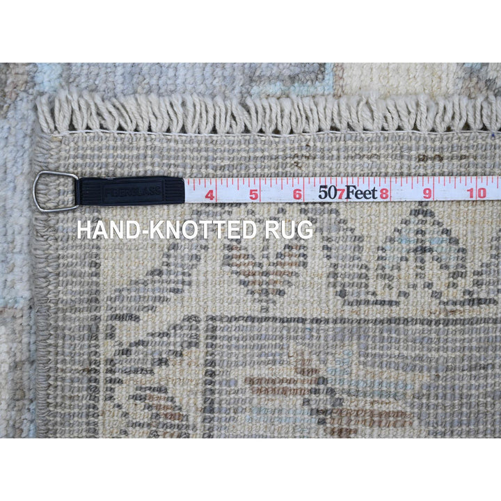 2'8" x 10'7" New Hand Knotted Grey Wool Runner Oriental Rug - MOA10220861