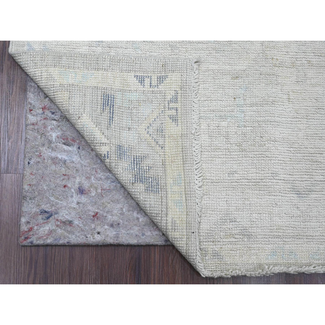 4'1" x 8'0" New Hand Knotted Grey Wool Runner Oriental Rug - MOA10220862