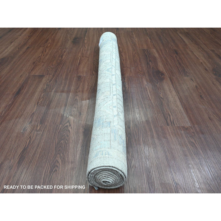4'1" x 8'0" New Hand Knotted Grey Wool Runner Oriental Rug - MOA10220862