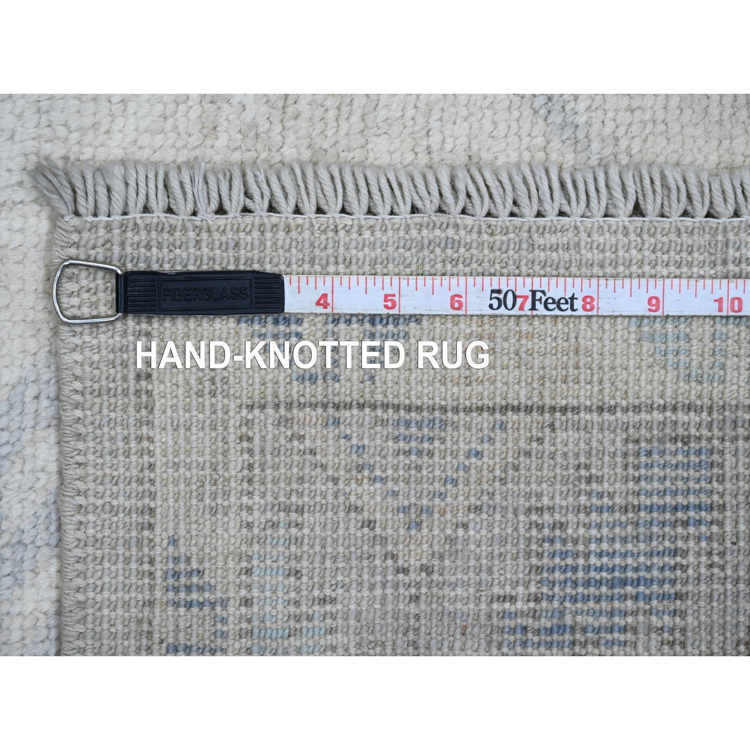 4'1" x 8'0" New Hand Knotted Grey Wool Runner Oriental Rug - MOA10220862