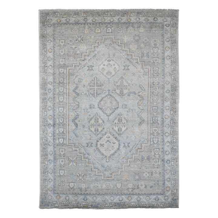 5'11" x 8'9" New Hand Knotted Grey Wool Rectangle Oriental Rug - MOA10220863
