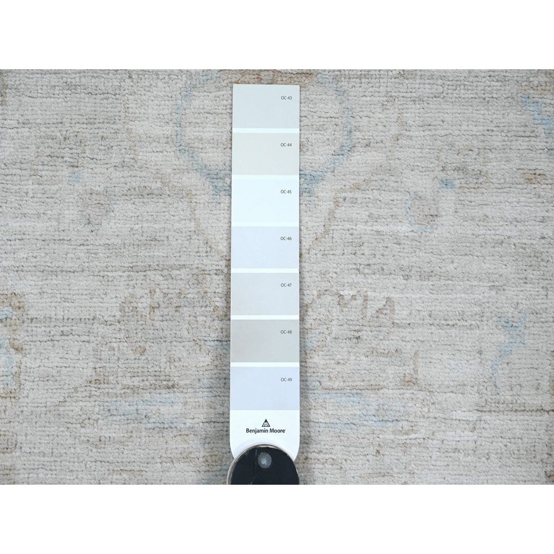 2'6" x 11'7" New Hand Knotted Grey Wool Runner Oriental Rug - MOA10220867