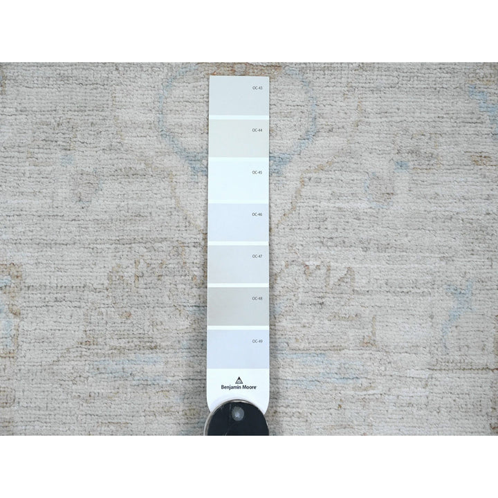 2'6" x 11'7" New Hand Knotted Grey Wool Runner Oriental Rug - MOA10220867