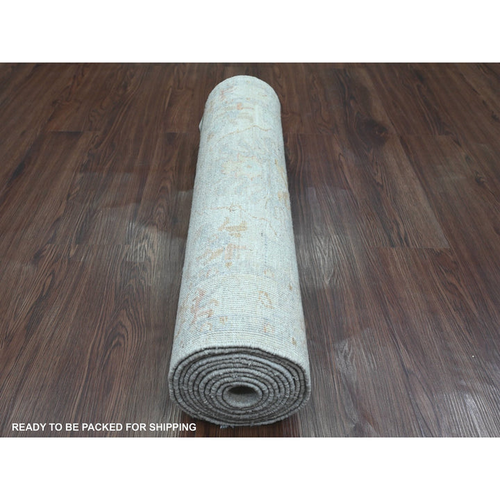2'6" x 11'7" New Hand Knotted Grey Wool Runner Oriental Rug - MOA10220867