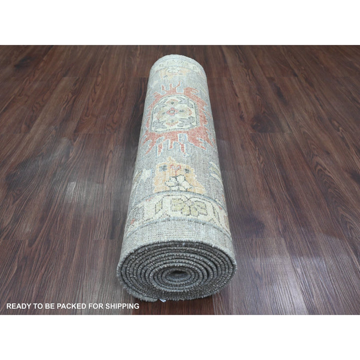 2'8" x 15'6" New Hand Knotted Grey Wool Runner Oriental Rug - MOA10220868