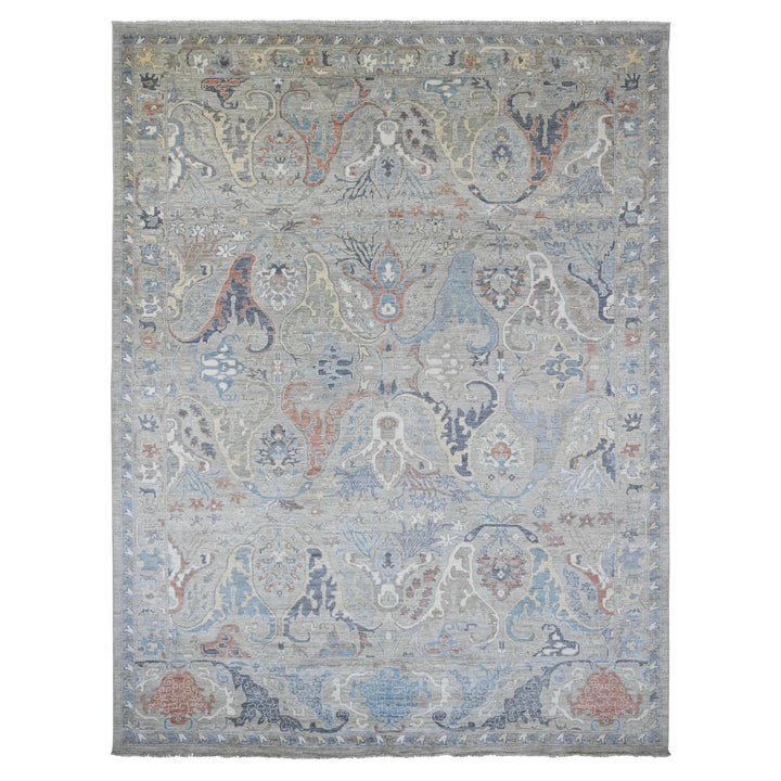 10'0" x 13'2" New Hand Knotted Grey Wool Rectangle Oriental Rug - MOA10220894