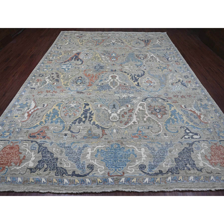 10'0" x 13'2" New Hand Knotted Grey Wool Rectangle Oriental Rug - MOA10220894