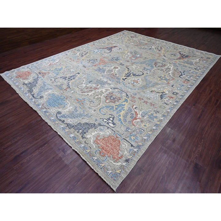 10'0" x 13'2" New Hand Knotted Grey Wool Rectangle Oriental Rug - MOA10220894