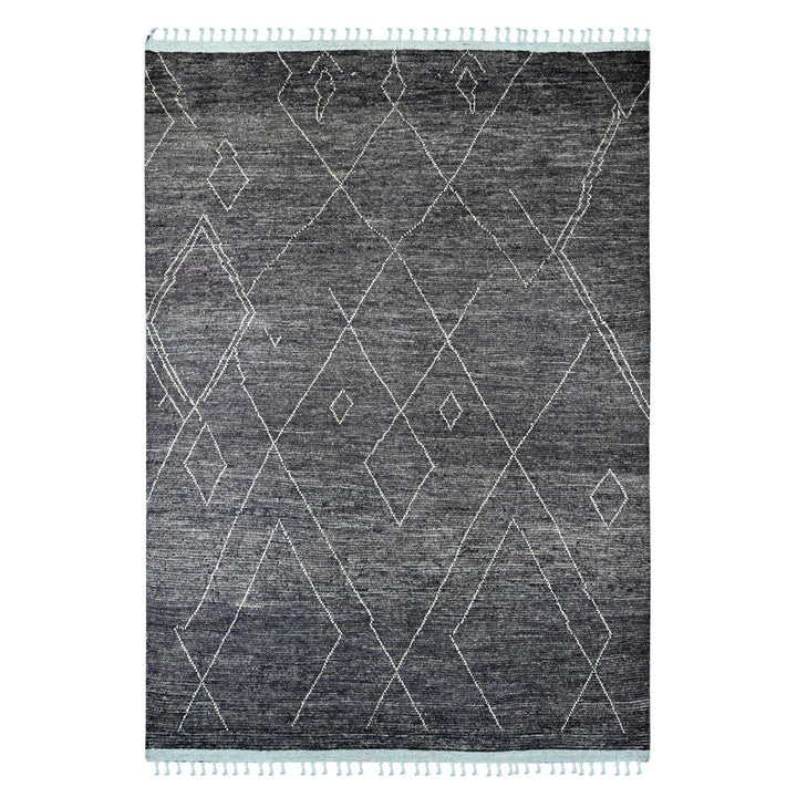 8'11" x 12'8" New Hand Knotted Black Wool Rectangle Oriental Rug - MOA10220895
