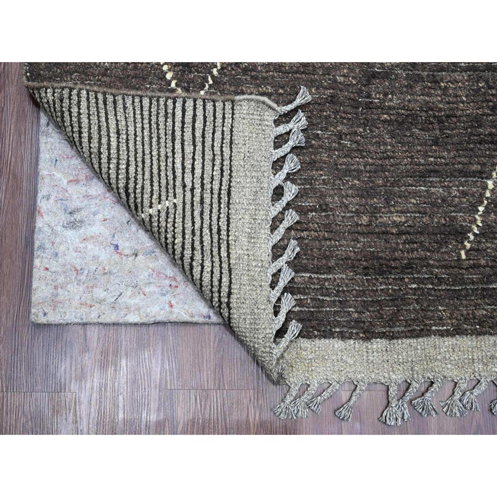 8'11" x 12'8" New Hand Knotted Black Wool Rectangle Oriental Rug - MOA10220895