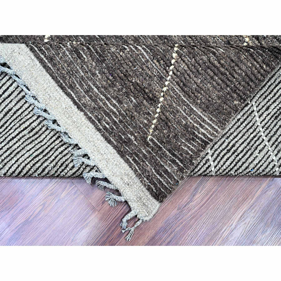 8'11" x 12'8" New Hand Knotted Black Wool Rectangle Oriental Rug - MOA10220895
