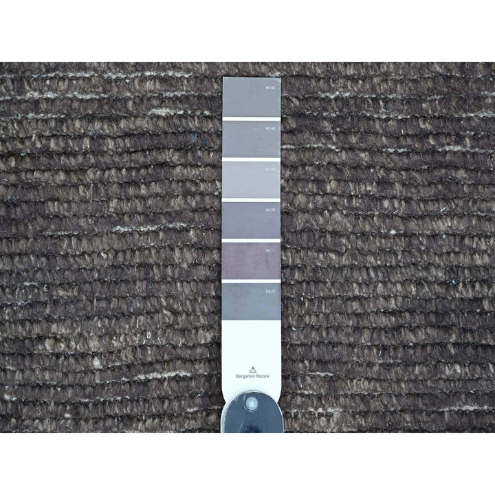 8'11" x 12'8" New Hand Knotted Black Wool Rectangle Oriental Rug - MOA10220895