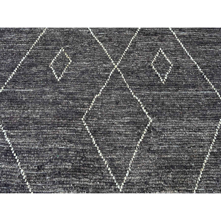 8'11" x 12'8" New Hand Knotted Black Wool Rectangle Oriental Rug - MOA10220895