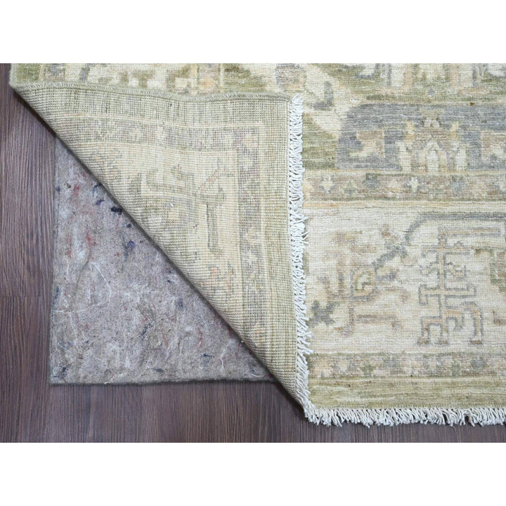 7'11" x 9'8" New Hand Knotted Green Wool Rectangle Oriental Rug - MOA10220896