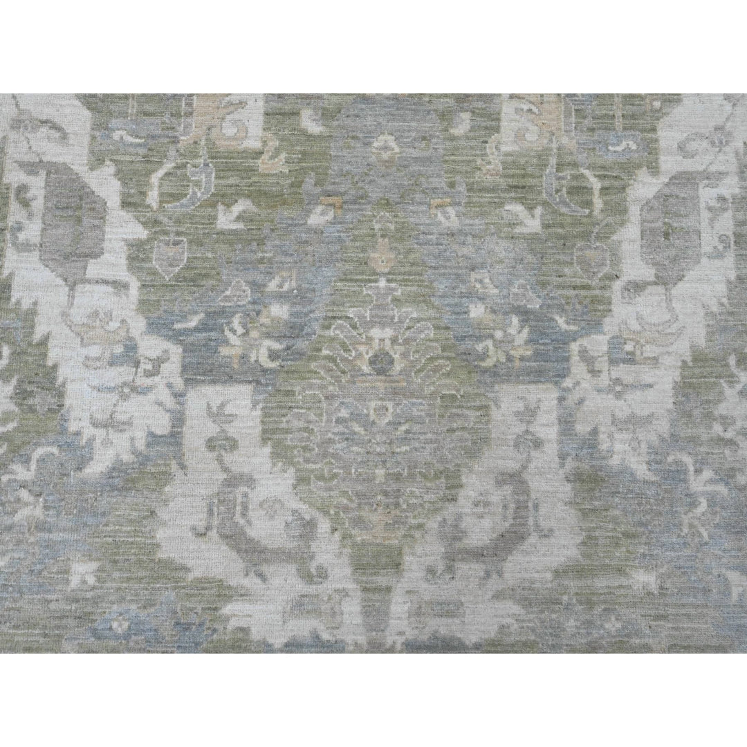 7'11" x 9'8" New Hand Knotted Green Wool Rectangle Oriental Rug - MOA10220896