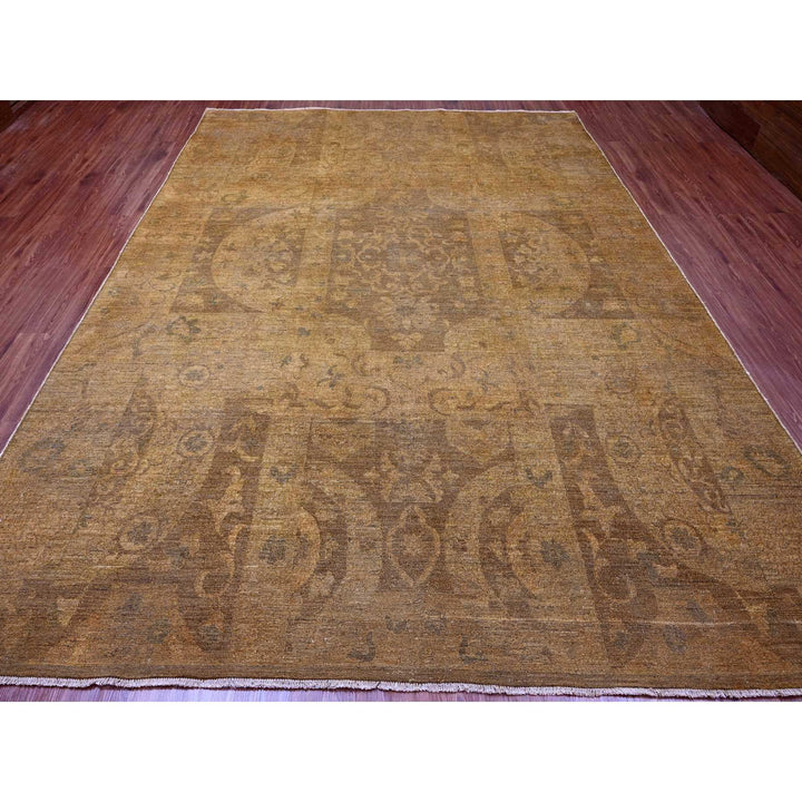 9'0" x 11'10" New Hand Knotted Brown Wool Rectangle Oriental Rug - MOA10220902
