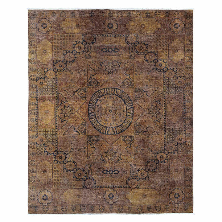 7'9" x 9'7" New Hand Knotted Brown Wool Rectangle Oriental Rug - MOA10220903
