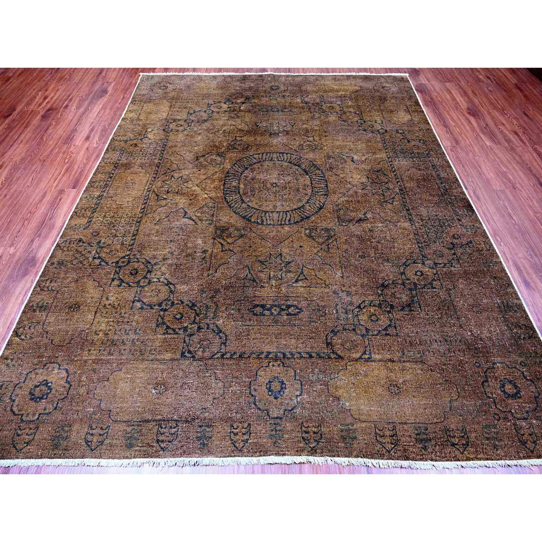 7'9" x 9'7" New Hand Knotted Brown Wool Rectangle Oriental Rug - MOA10220903