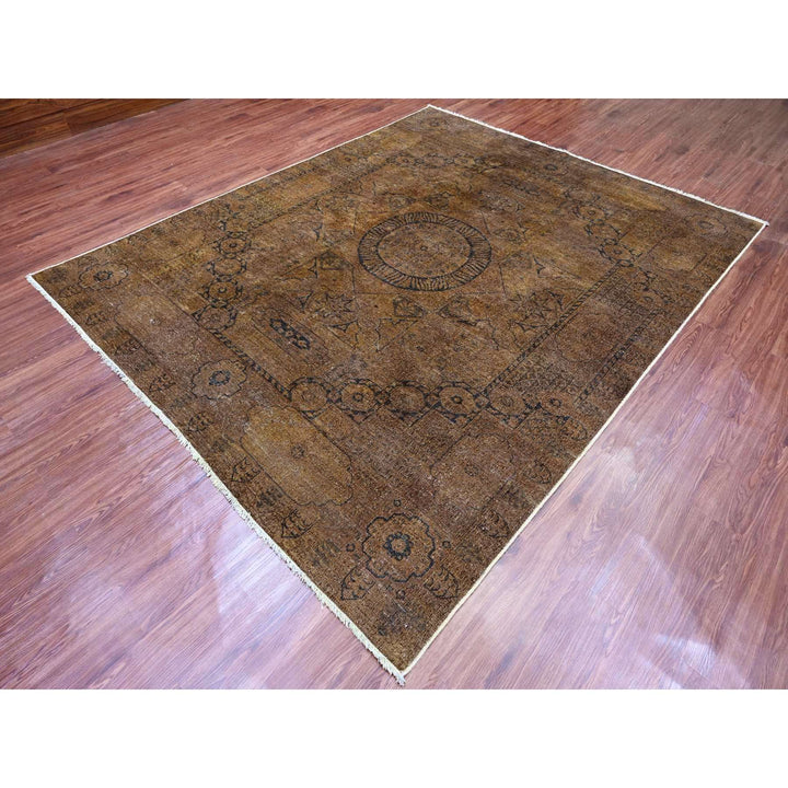 7'9" x 9'7" New Hand Knotted Brown Wool Rectangle Oriental Rug - MOA10220903