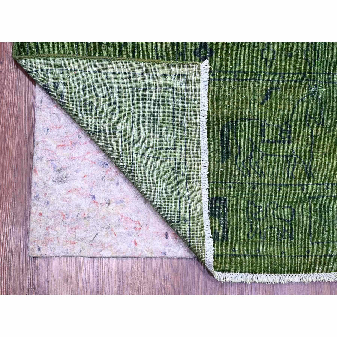 9'9" x 13'8" New Hand Knotted Green Wool Rectangle Oriental Rug - MOA10220904