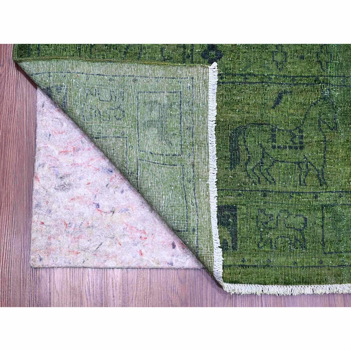 9'9" x 13'8" New Hand Knotted Green Wool Rectangle Oriental Rug - MOA10220904