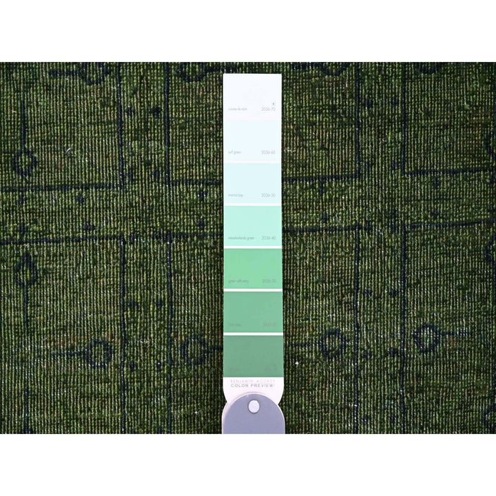 9'9" x 13'8" New Hand Knotted Green Wool Rectangle Oriental Rug - MOA10220904