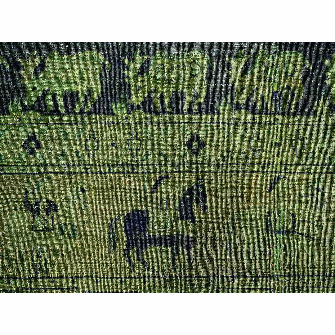 9'9" x 13'8" New Hand Knotted Green Wool Rectangle Oriental Rug - MOA10220904