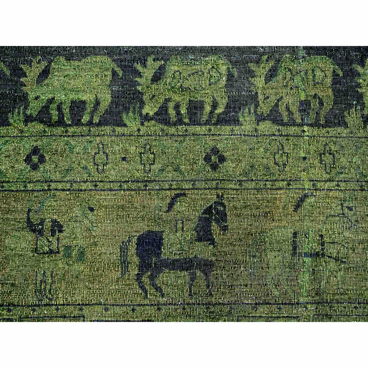 9'9" x 13'8" New Hand Knotted Green Wool Rectangle Oriental Rug - MOA10220904