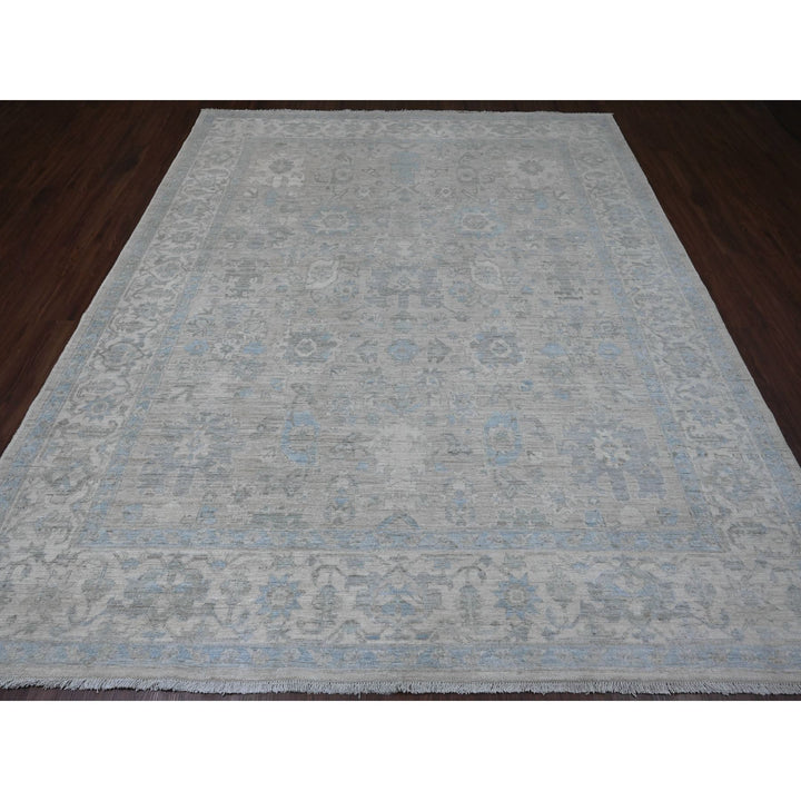 8'4" x 9'9" New Hand Knotted Grey Wool Rectangle Oriental Rug - MOA10220916