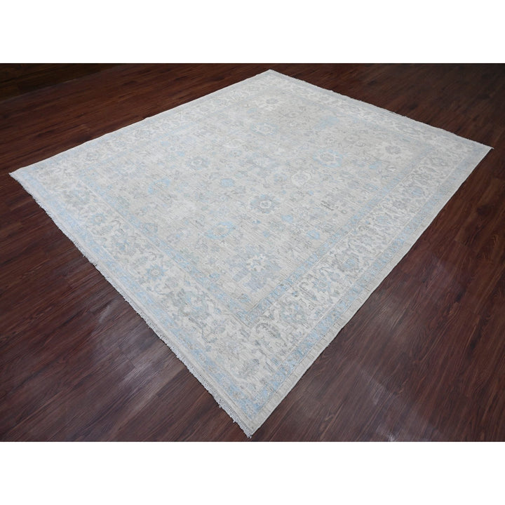 8'4" x 9'9" New Hand Knotted Grey Wool Rectangle Oriental Rug - MOA10220916