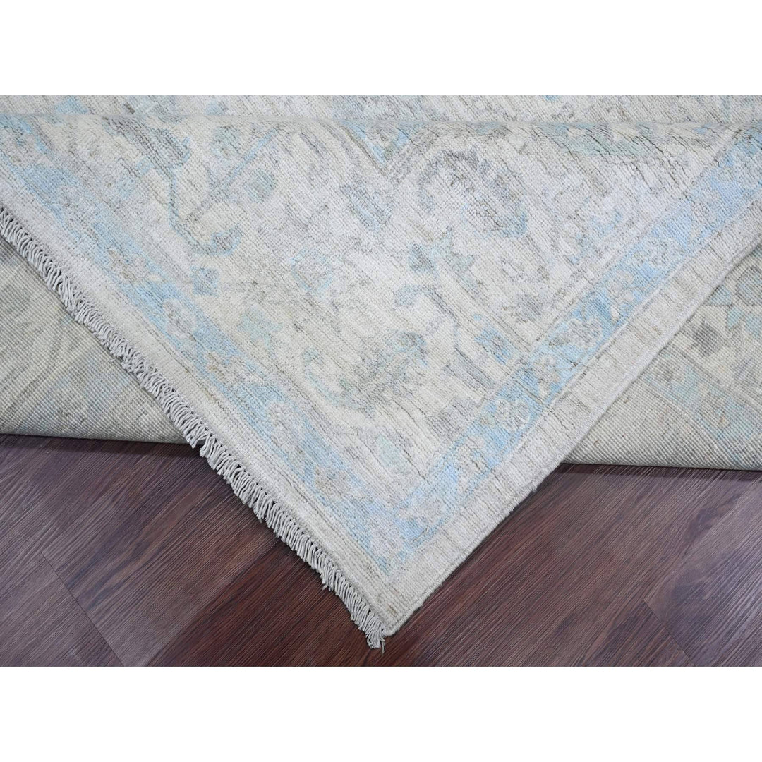 8'4" x 9'9" New Hand Knotted Grey Wool Rectangle Oriental Rug - MOA10220916