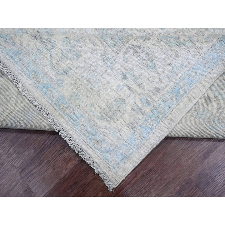 8'4" x 9'9" New Hand Knotted Grey Wool Rectangle Oriental Rug - MOA10220916