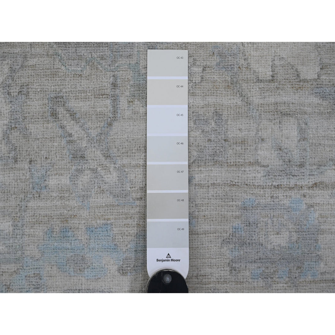 8'4" x 9'9" New Hand Knotted Grey Wool Rectangle Oriental Rug - MOA10220916