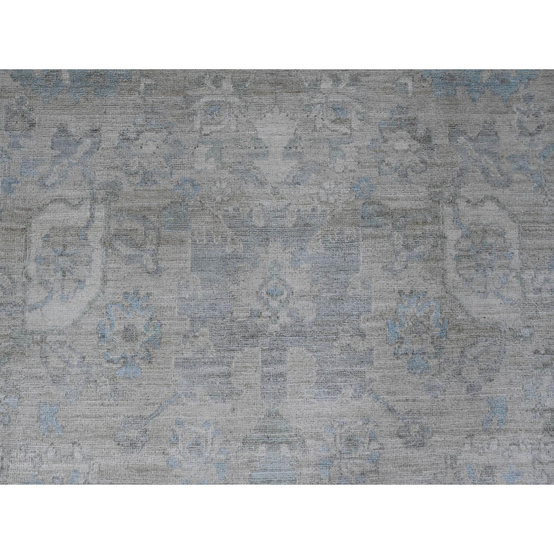8'4" x 9'9" New Hand Knotted Grey Wool Rectangle Oriental Rug - MOA10220916