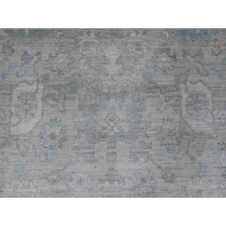 8'4" x 9'9" New Hand Knotted Grey Wool Rectangle Oriental Rug - MOA10220916