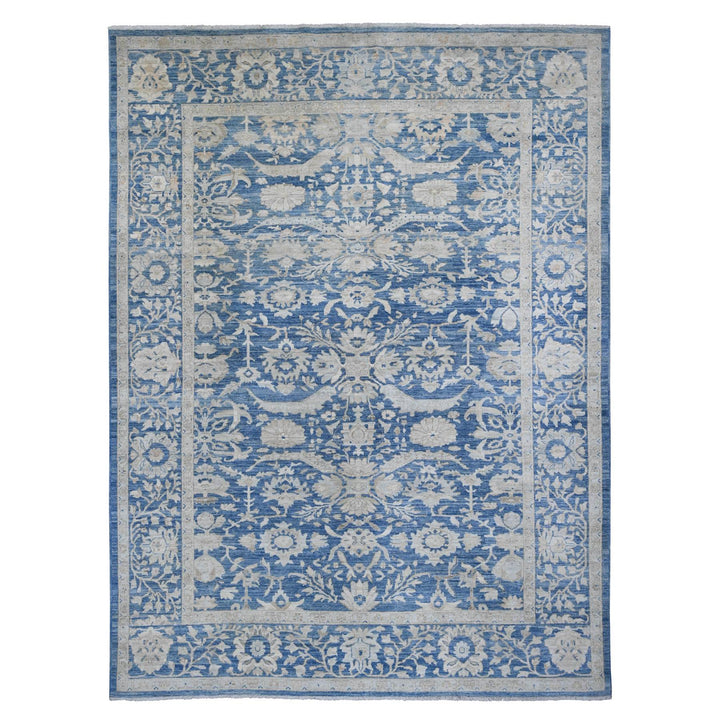 8'9" x 11'7" New Hand Knotted Blue Wool Rectangle Oriental Rug - MOA10220917