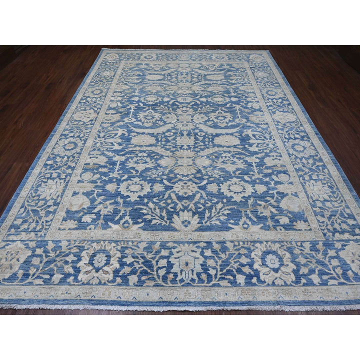 8'9" x 11'7" New Hand Knotted Blue Wool Rectangle Oriental Rug - MOA10220917