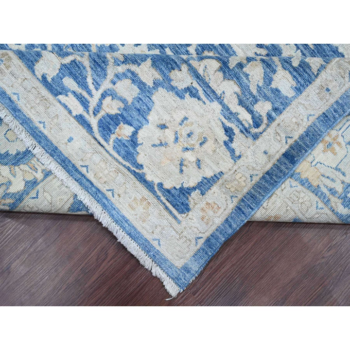 8'9" x 11'7" New Hand Knotted Blue Wool Rectangle Oriental Rug - MOA10220917