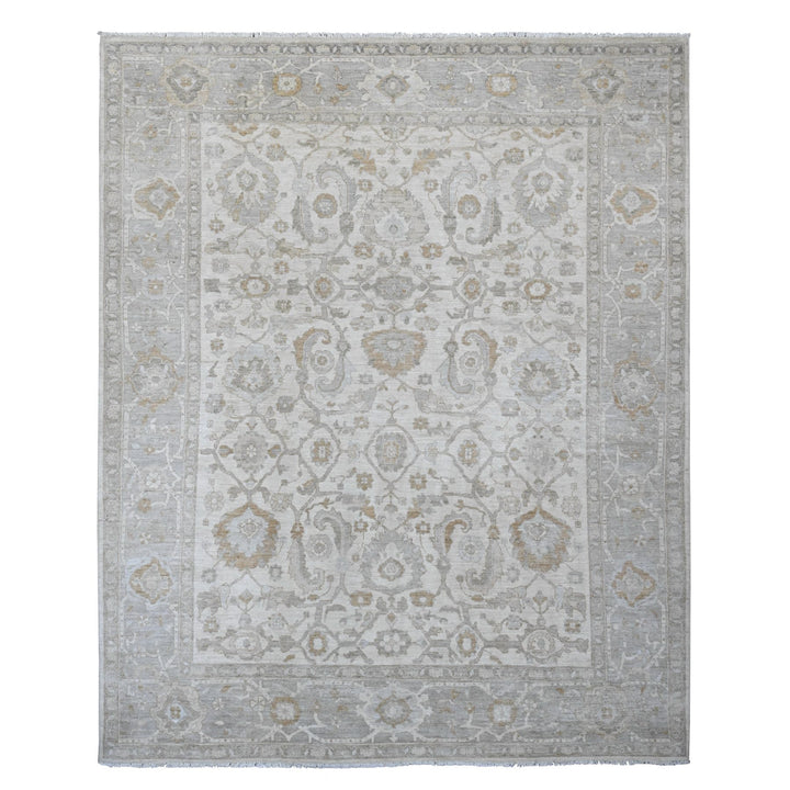 8'11" x 11'0" New Hand Knotted Ivory Wool Rectangle Oriental Rug - MOA10220918