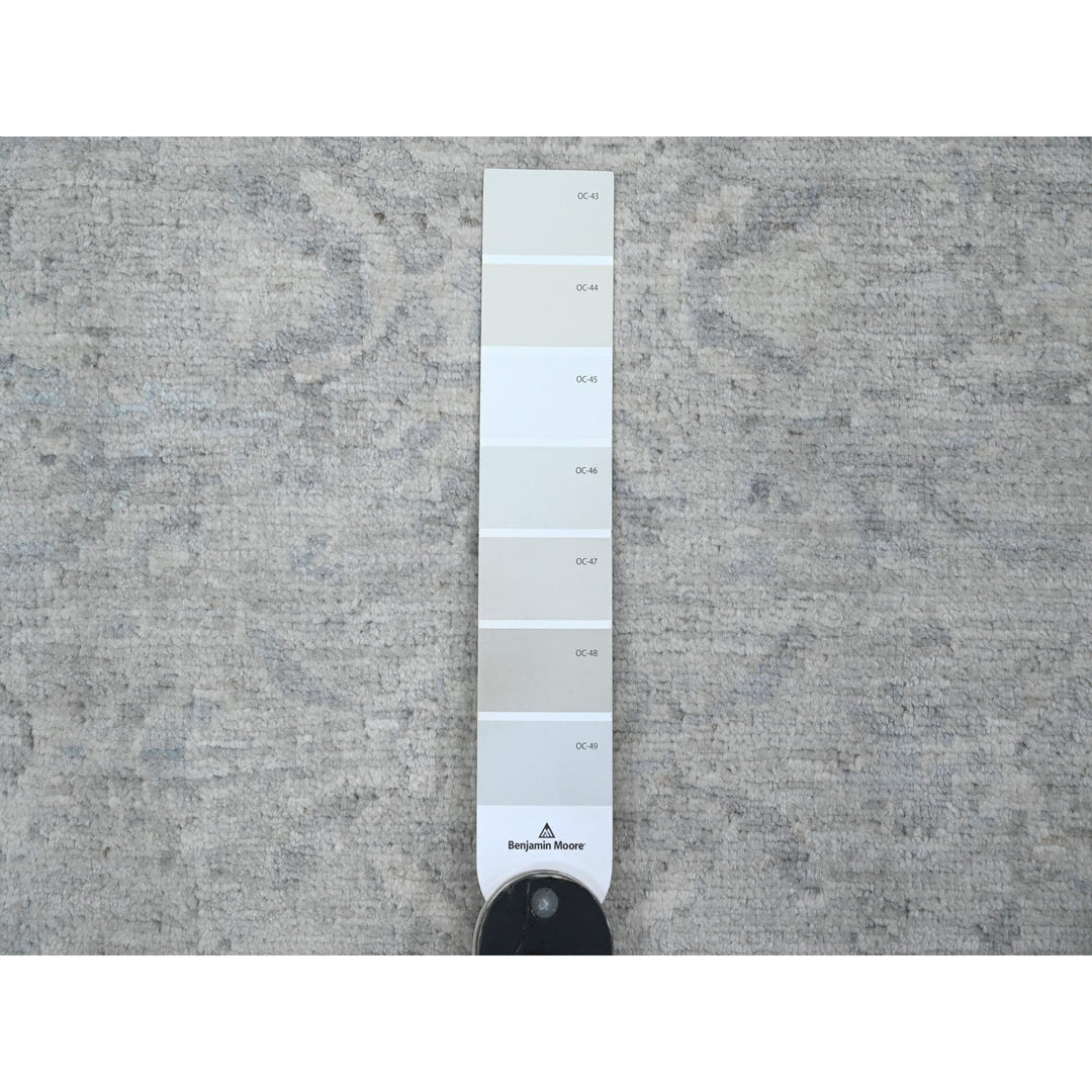 2'10" x 31'9" New Hand Knotted Grey Wool Runner Oriental Rug - MOA10220919