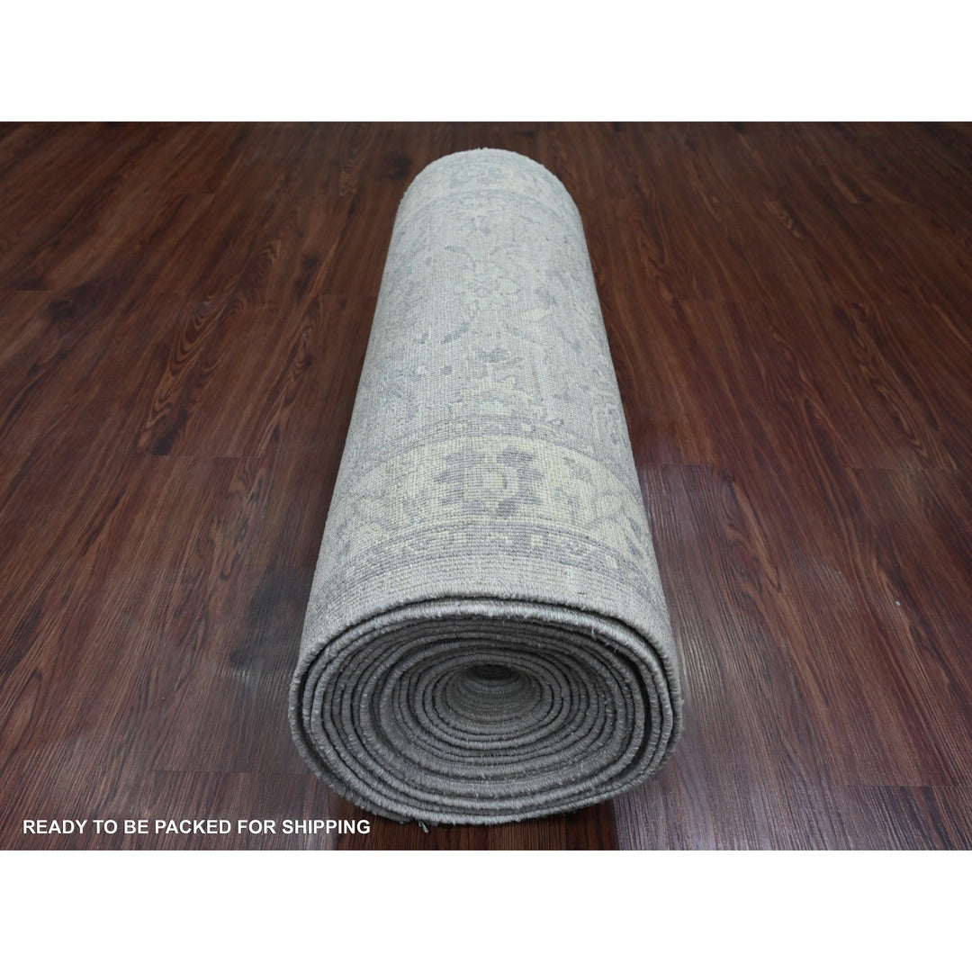 2'10" x 31'9" New Hand Knotted Grey Wool Runner Oriental Rug - MOA10220919
