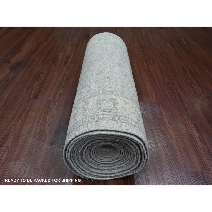 2'10" x 31'9" New Hand Knotted Grey Wool Runner Oriental Rug - MOA10220919