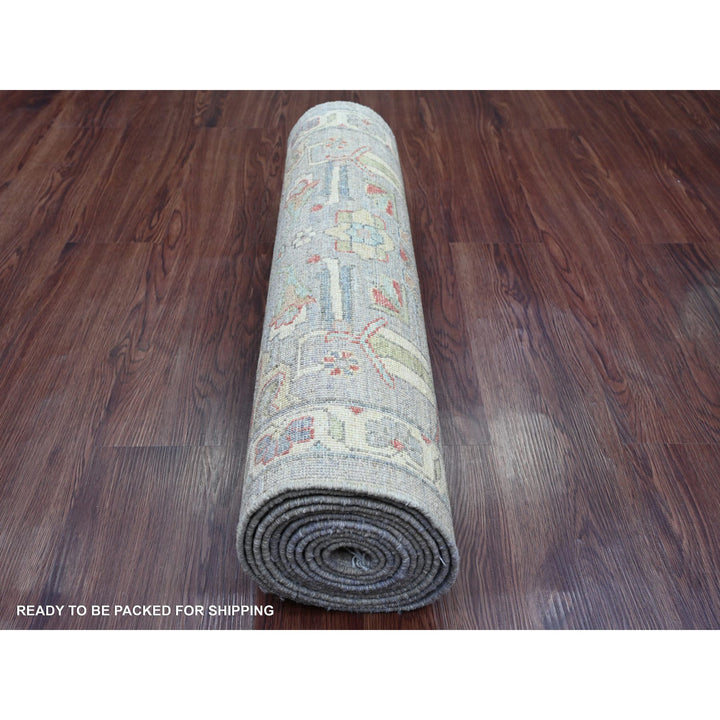 2'7" x 12'3" New Hand Knotted Grey Wool Runner Oriental Rug - MOA10220920